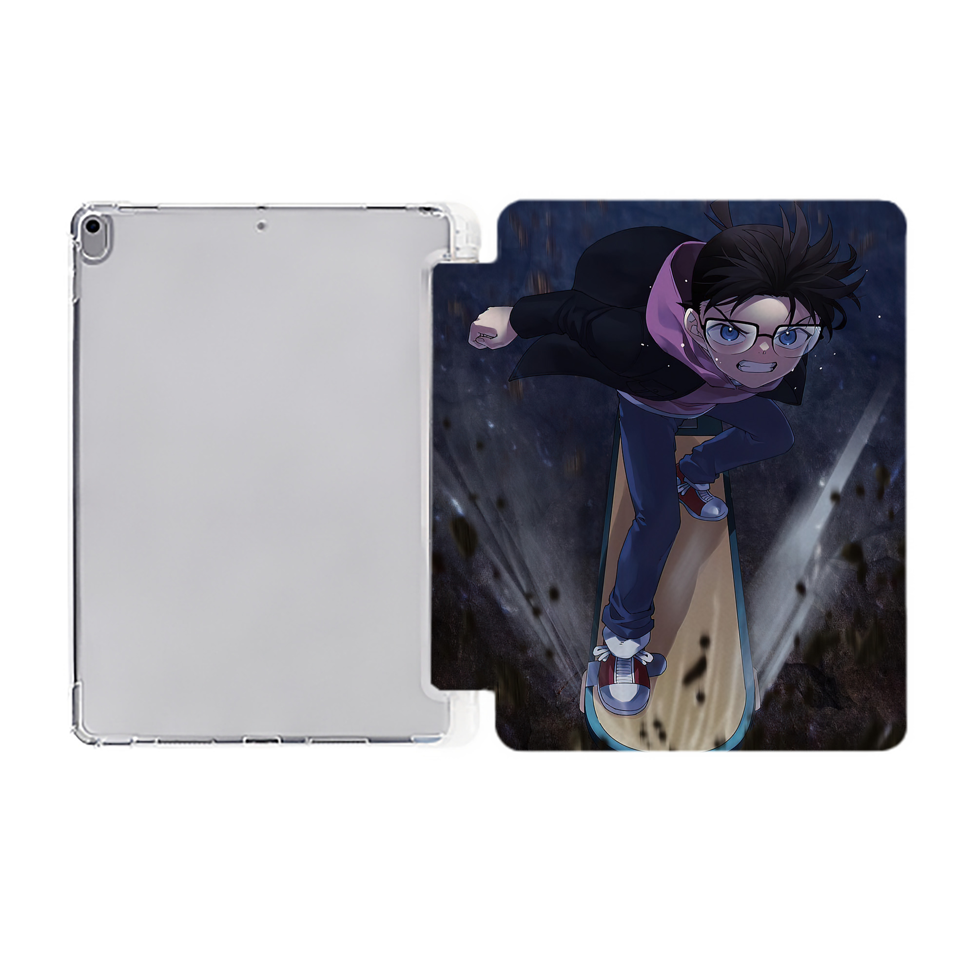 （画像用） 名探偵コナン Detective Conan IPad ケース ペン収納付き 三つ折りスタンド PUレザー×シリコン 対応機種9.5/10.5/10.9インチ
